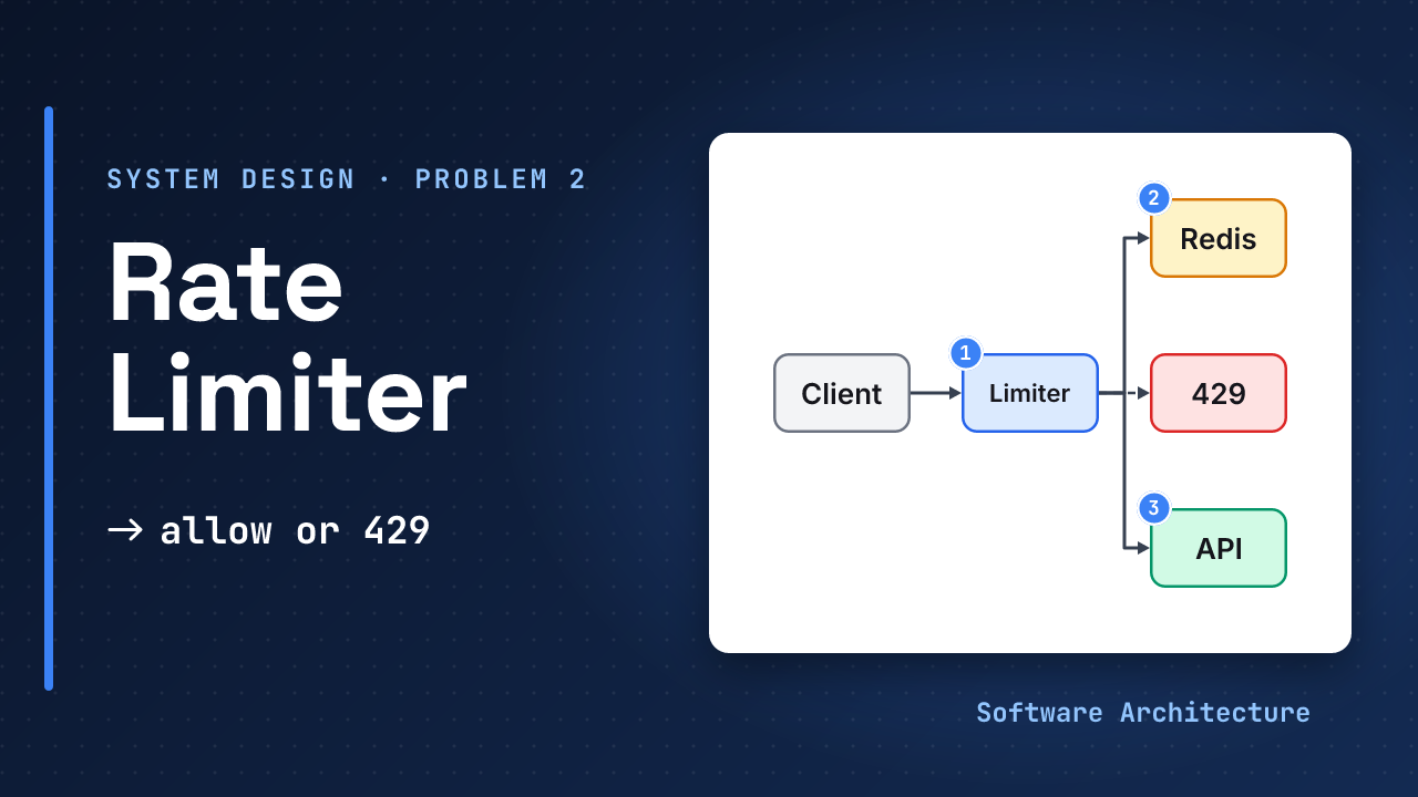 Rate limiter, system design problem 2: gateways check a shared, sharded counter store before letting a request through, beside the line where the counter lives decides everything