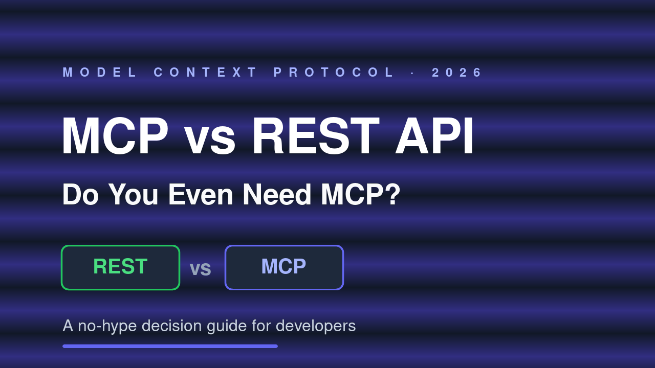 MCP vs REST API thumbnail asking do you even need MCP in 2026, with REST and MCP shown side by side