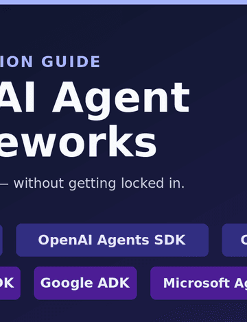Best AI agent frameworks in 2026 — LangGraph, OpenAI Agents SDK, CrewAI, Claude Agent SDK and Google ADK compared on a dark background