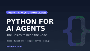 Part 0 banner for Python for AI agents showing a messages list and a while loop over a dark background with the title The Basics to Read the Code