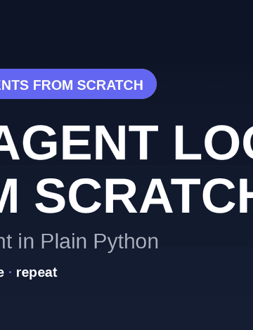 Part 3 banner reading The Agent Loop From Scratch with a circular think-act-observe arrow motif, showing the ai agent loop in Python on a dark background
