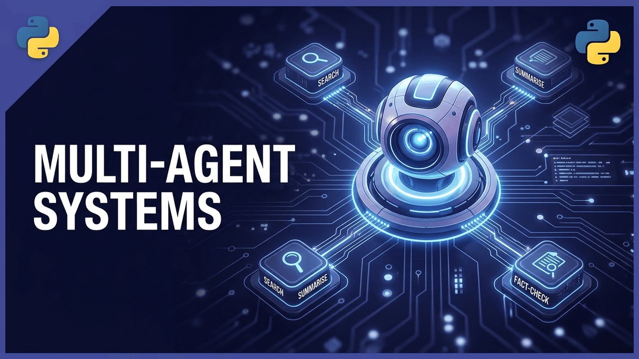 Supervisor AI agent orchestrating search, summarise, and fact-check worker agents — multi-agent systems in Python